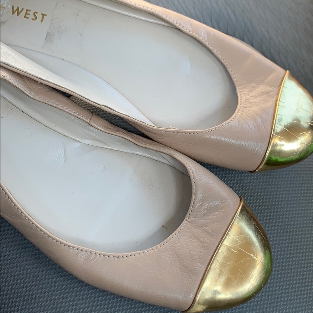 Beige and Gold Leather flats